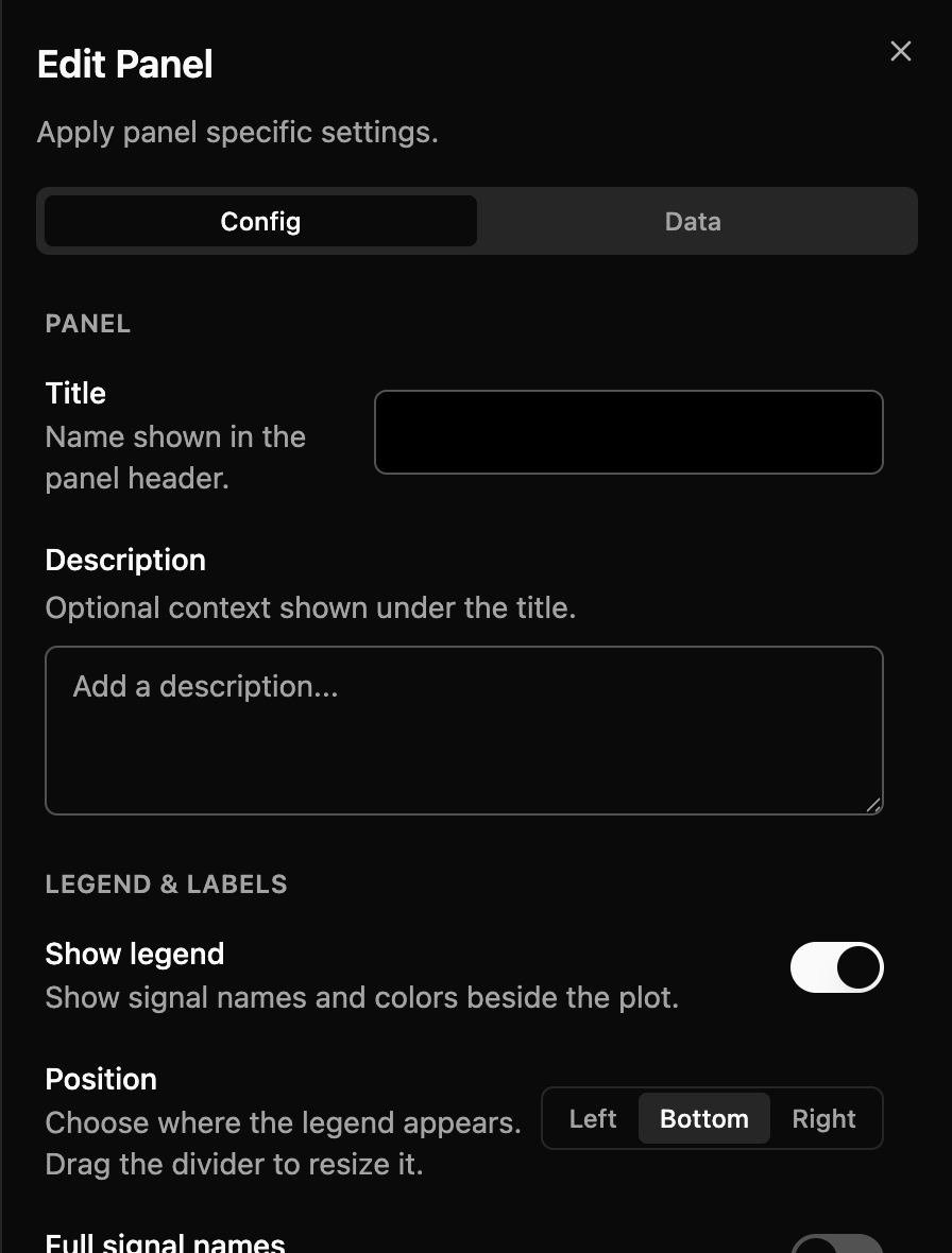 Plot panel Config tab in Edit Panel