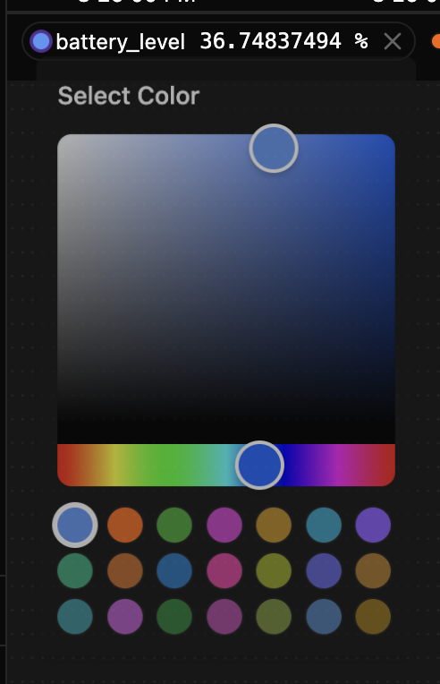 The color picker open on a legend chip