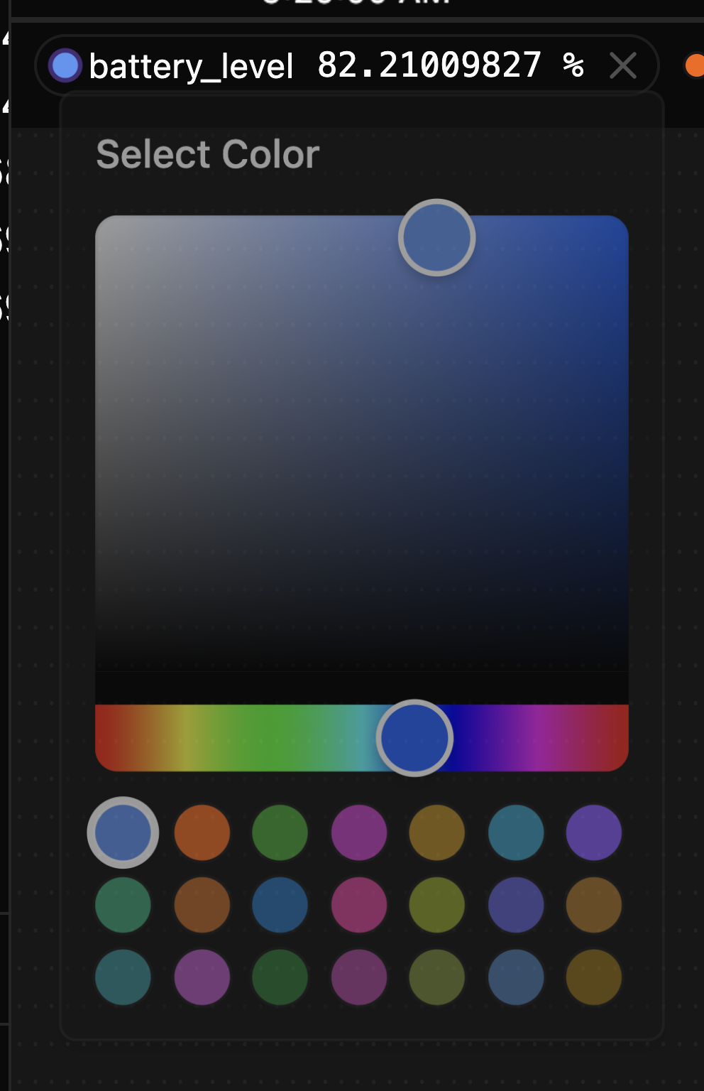 The color picker open on a legend chip