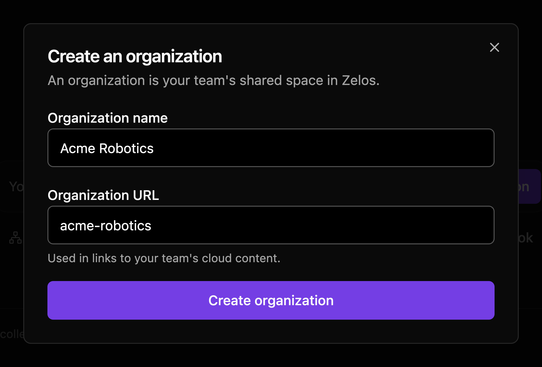 The create form with a name and its suggested URL