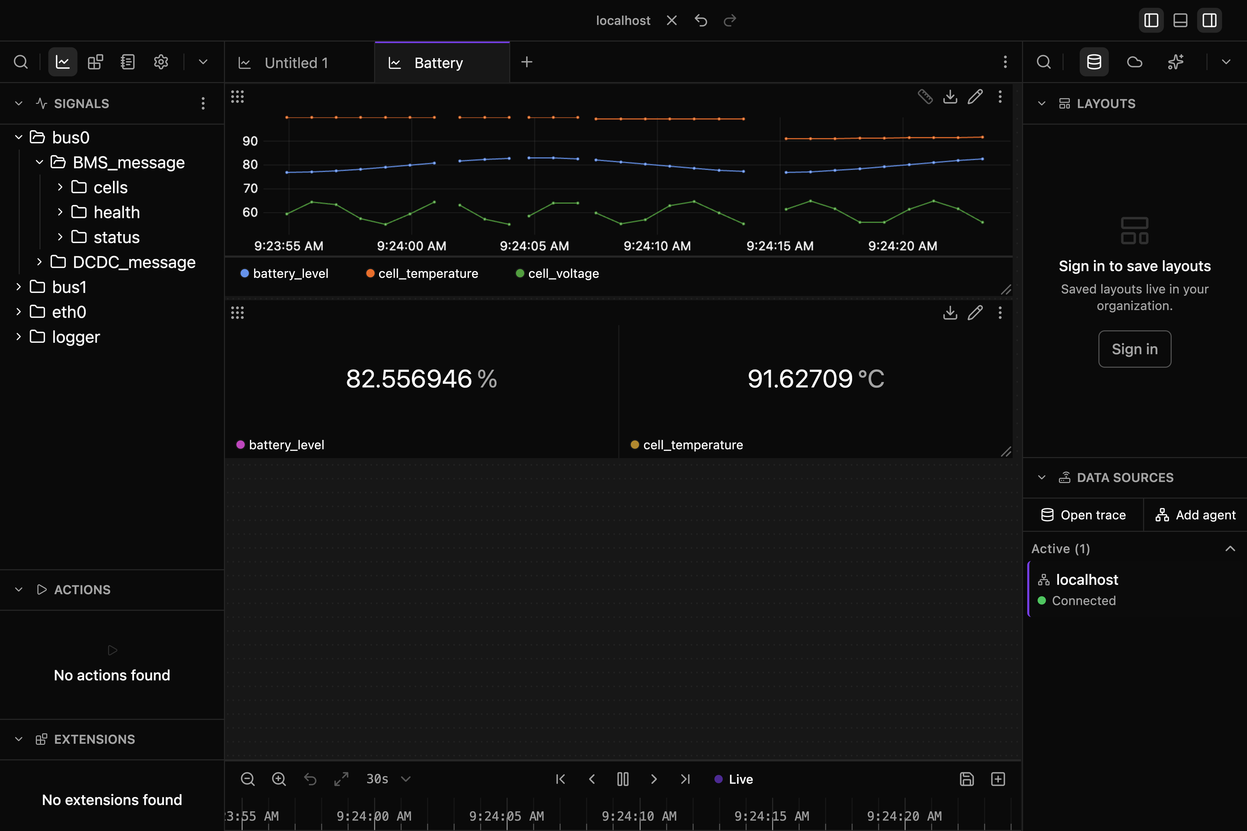 Zelos workspace with both sidebars open