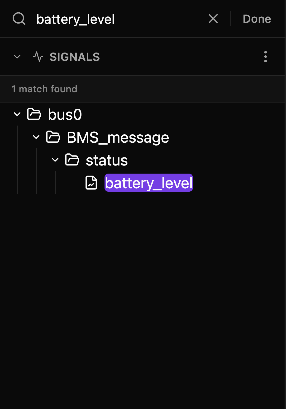 Rail search filtering the signal tree
