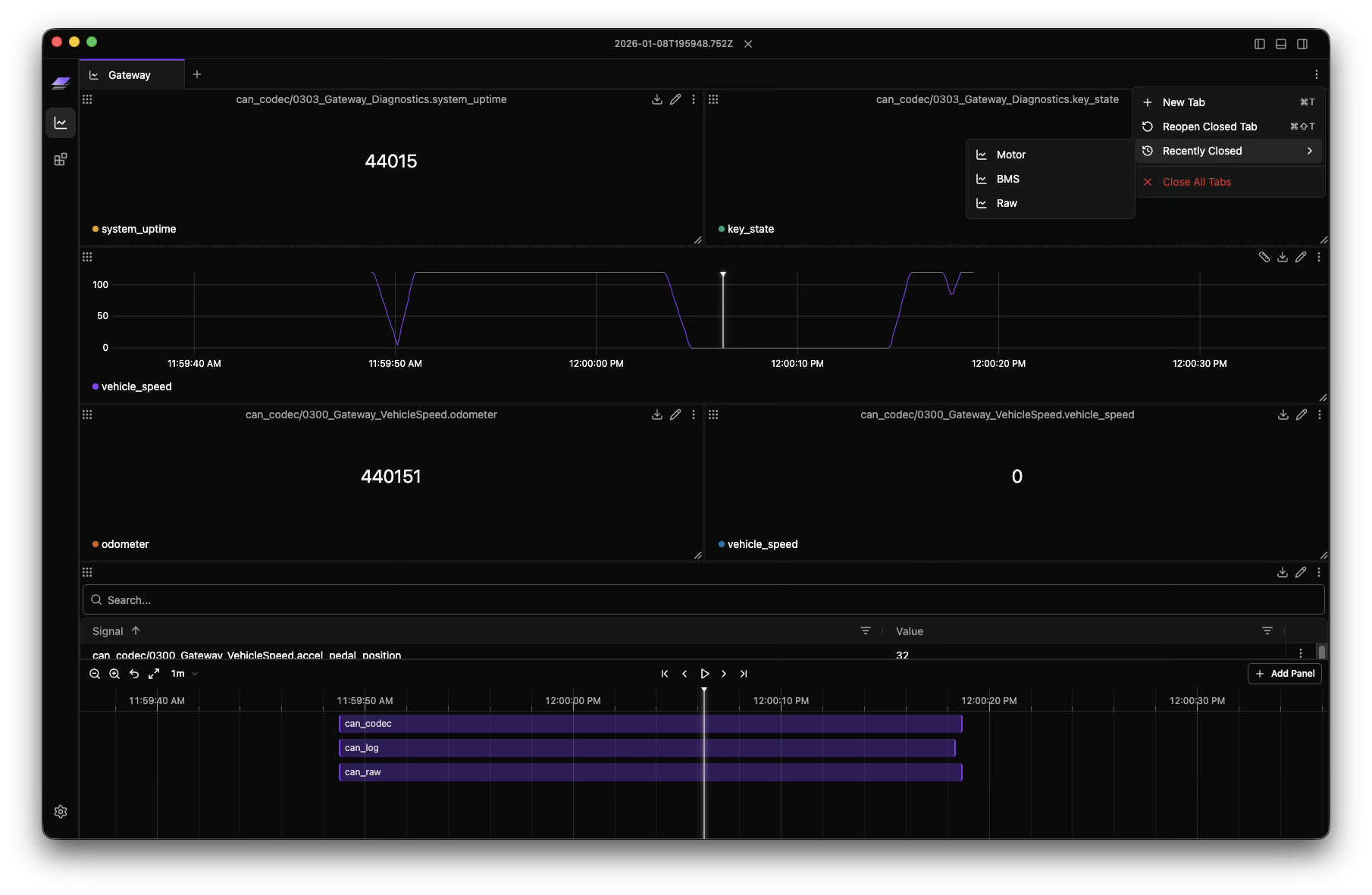 Tab Bar Menu