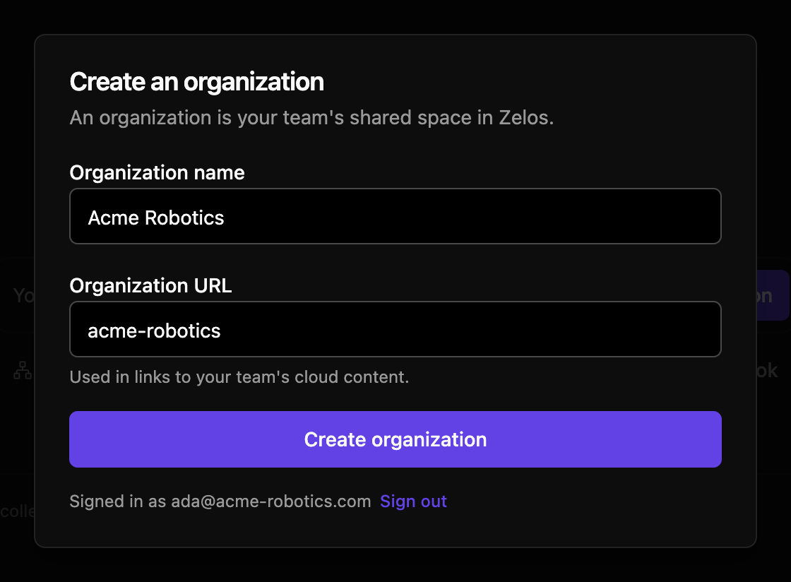The create form with a name and its suggested URL