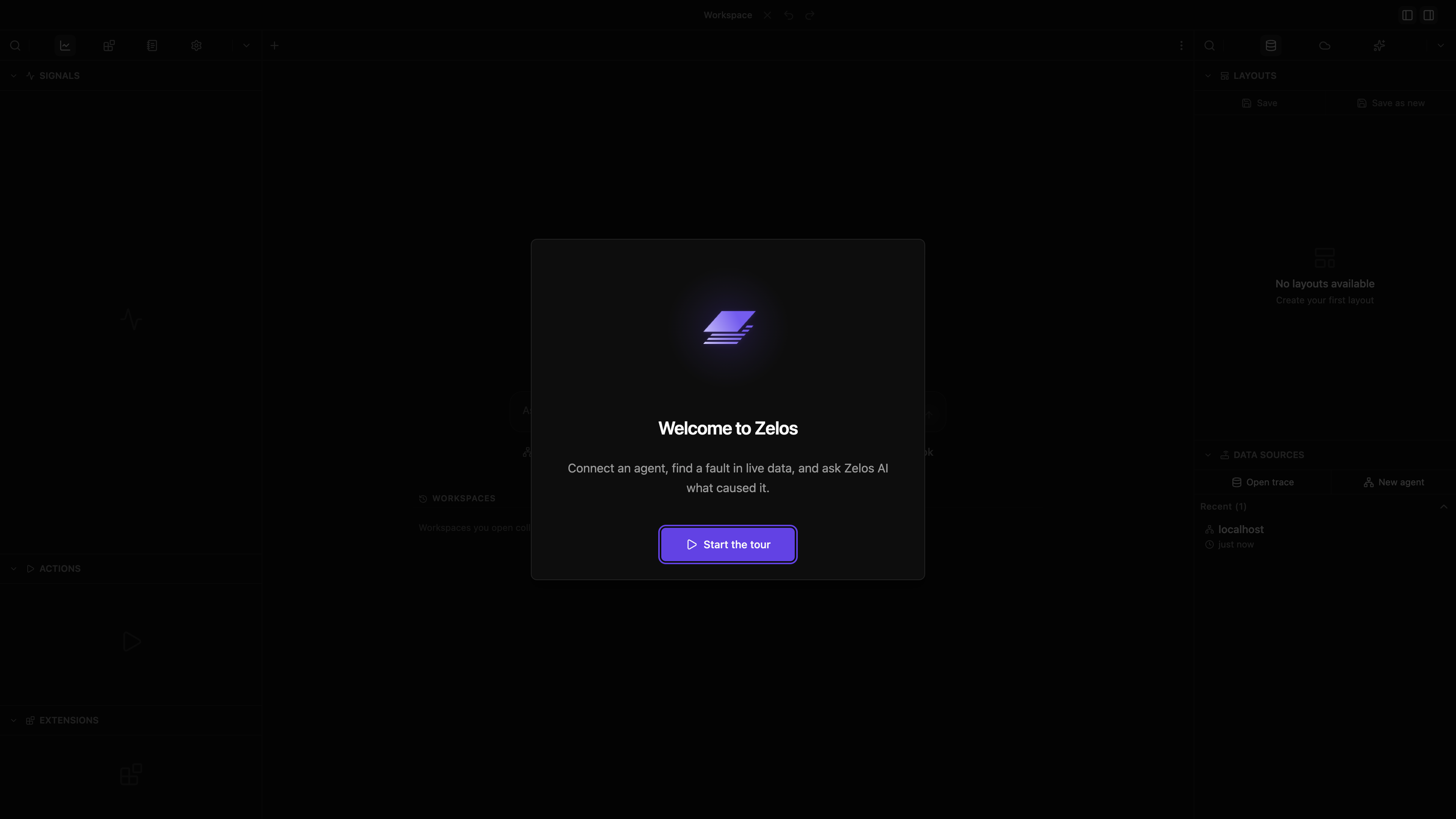 The welcome screen, the first time you sign in to the desktop app.