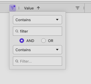 Column Filtering