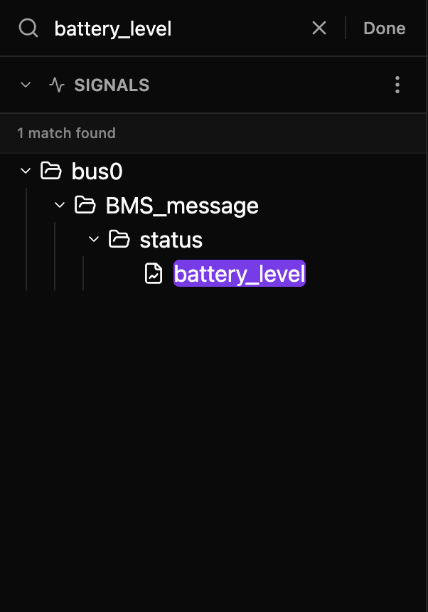 Rail search filtering the signal tree